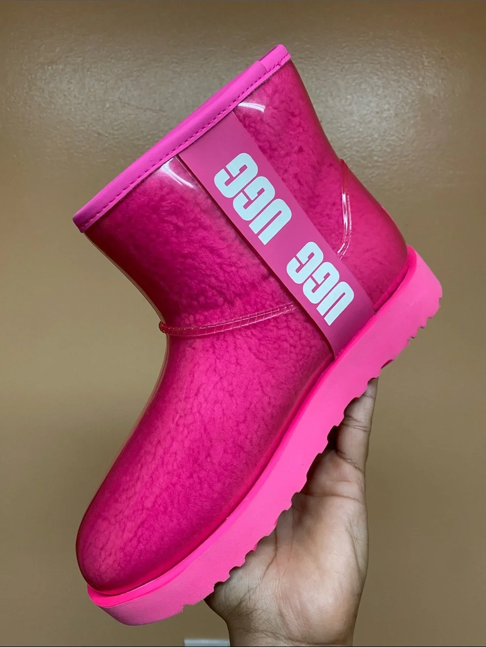 UGG Classic Clear Mini Women’s Waterproof Boots “Rock Rose Taffy Pink” Size 7